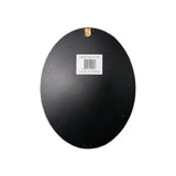 Black oval-shaped wall mirror with matte finish and gold bracket in islamic wall art calligraphy black and white wood design