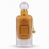 Luxurious amber ithra dubai musk caramel eau de parfum bottle with gold cap and chain tassel 100ml ard al zaafaran