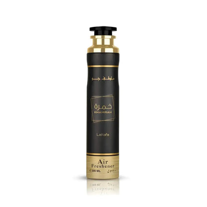 Khamrah air freshener 300ml black and gold can with Arabic script