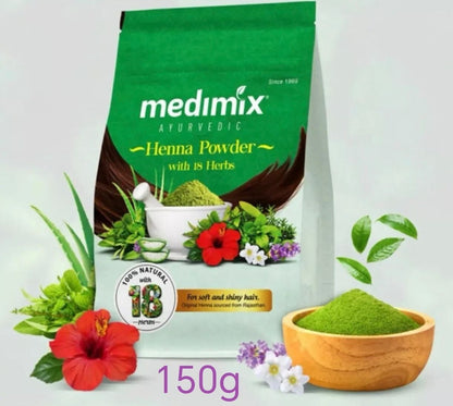 Medimix Henna Powder 150g & 400g – 18 Herbs | 100% Natural Hair Color & Careحناء - 150g - Health & Beauty:Natural &