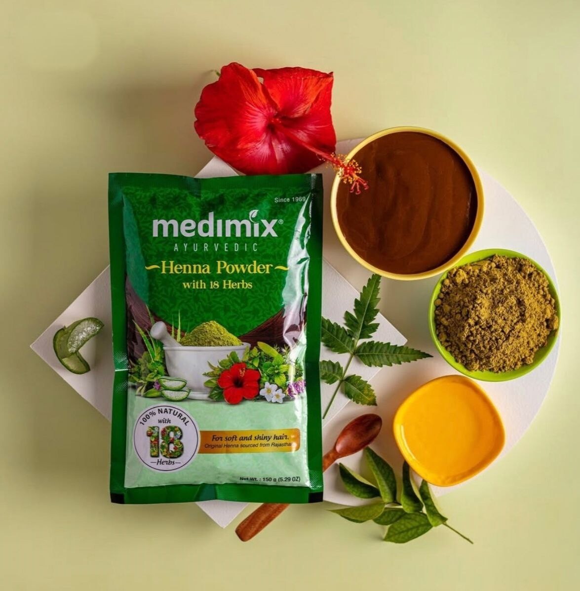 Medimix Henna Powder 150g & 400g – 18 Herbs | 100% Natural Hair Color & Careحناء - Health & Beauty:Natural &
