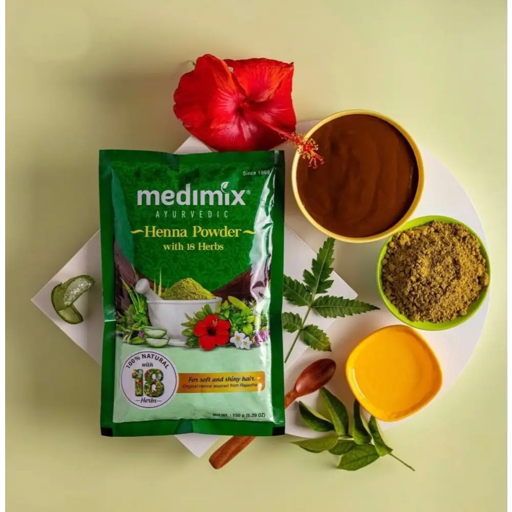 Medimix Henna Powder 150g & 400g – 18 Herbs | 100% Natural Hair Color & Careحناء - Health & Beauty:Natural &