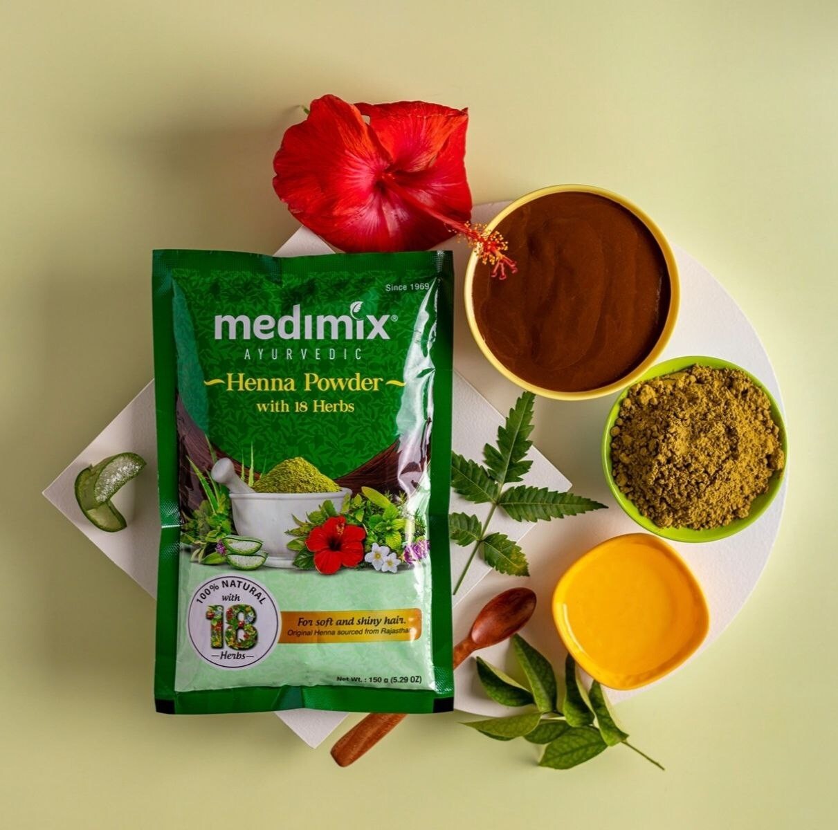 Medimix Henna Powder 150g & 400g – 18 Herbs | 100% Natural Hair Color & Careحناء - Health & Beauty:Natural &