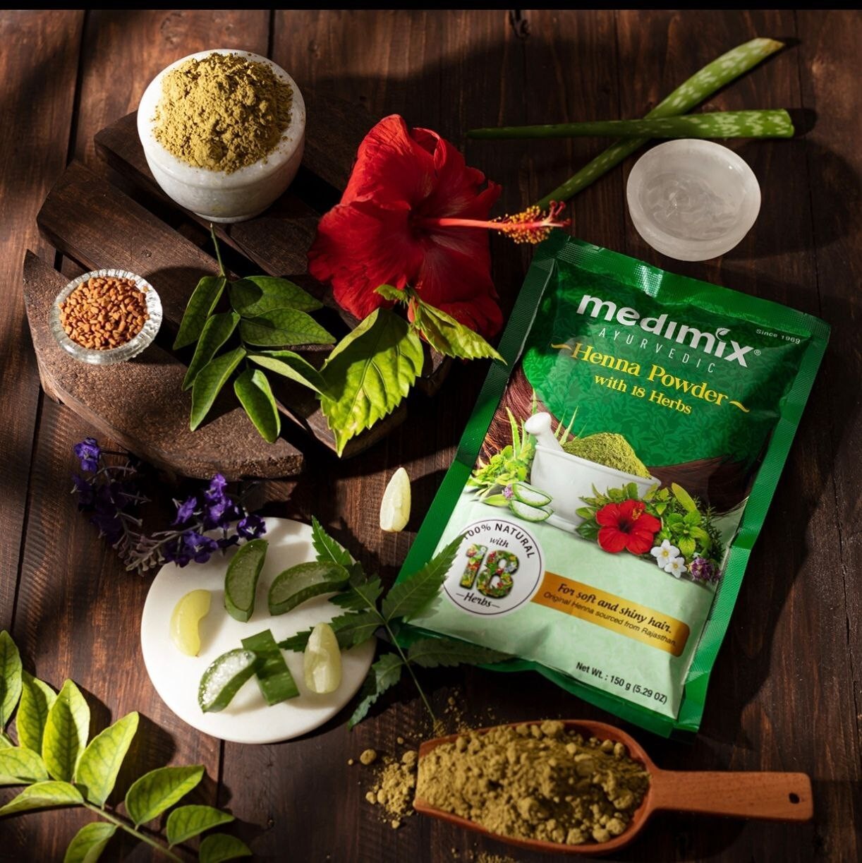 Medimix Henna Powder 150g & 400g – 18 Herbs | 100% Natural Hair Color & Careحناء - Health & Beauty:Natural &