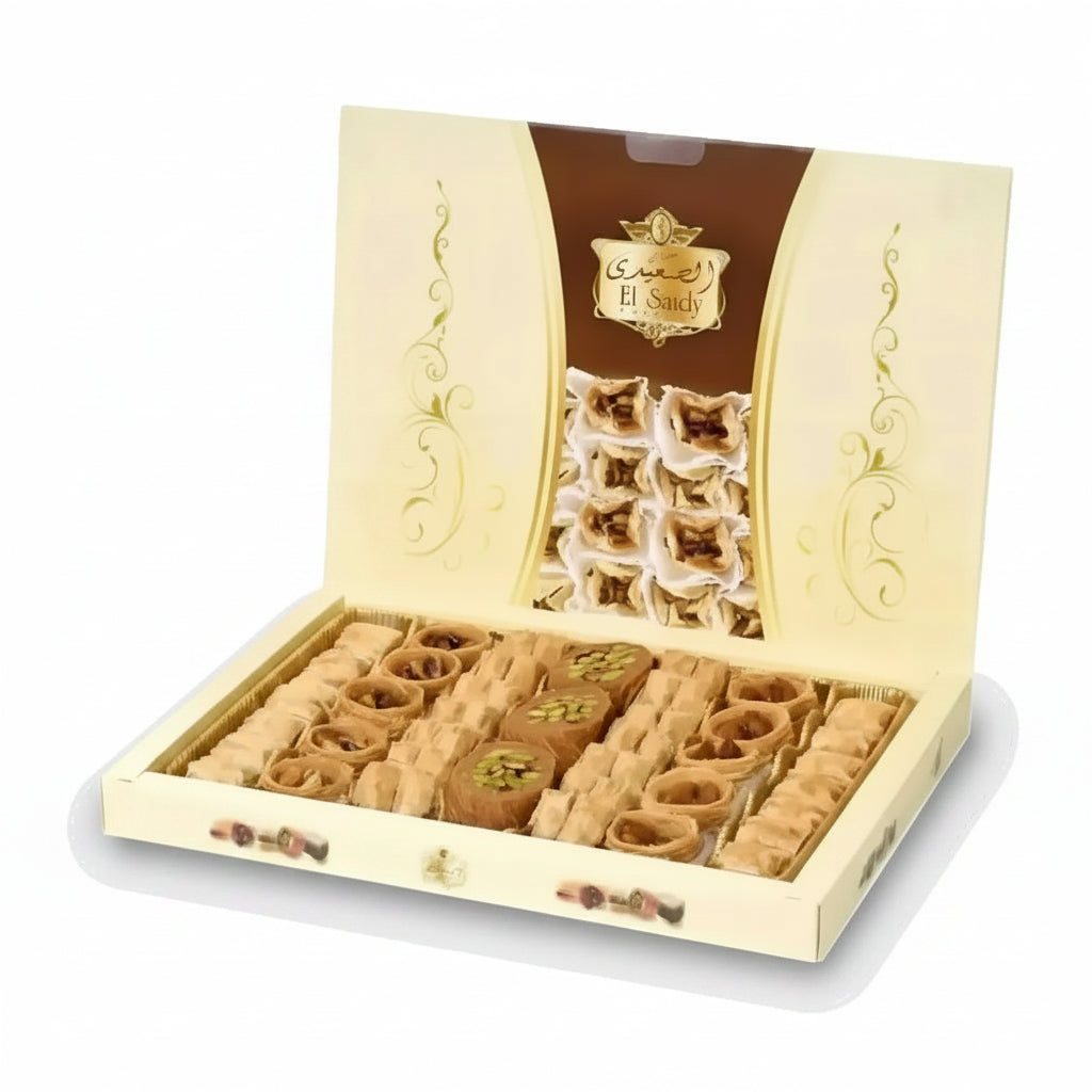 El Saidy Baklava Mix 500g Egyptian Assorted Baklava Halal Pistachio Cashew Sweet Gift Box UK