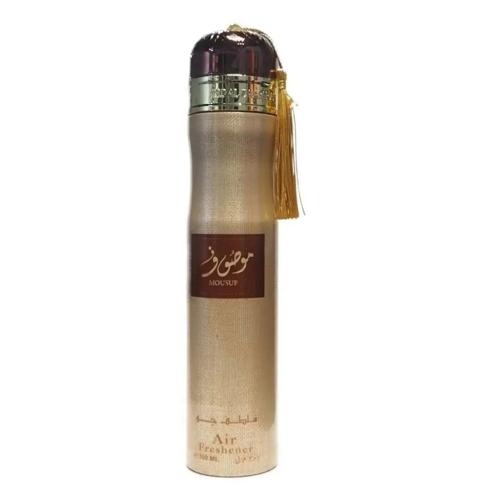 Mousuf air freshener 300ml Ard Al Zaafaran gold cylindrical with tassel