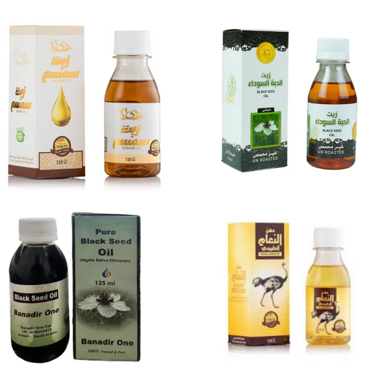 Natural Oil Set – Ostrich Sesame Black Seed & Pure Black Seed Oil – 4 x 125ml - Health & Beauty:Natural & Alternative