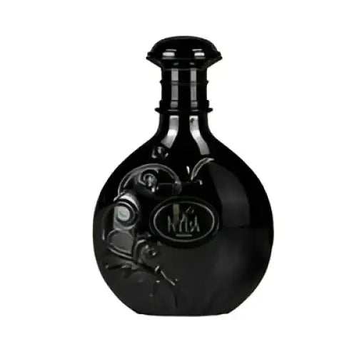 Black glossy nyla suede edp 80ml bottle with embossed floral design and circular neck label for suede woody fragrance