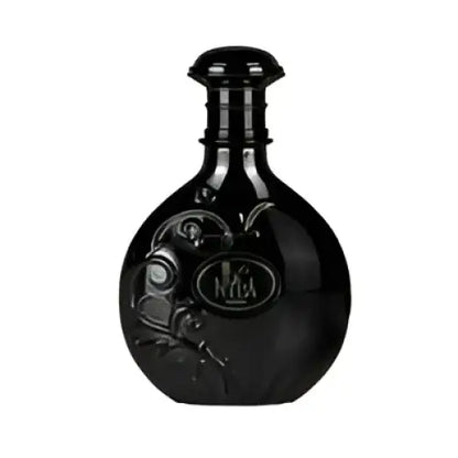 Black glossy nyla suede edp 80ml bottle with embossed floral design and circular neck label for suede woody fragrance