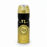 Oud 24 Hours Body Spray 200ml by Ard Al Zaafaran. Iconic oriental fragrance with cocoa, fruity & amber notes. Long-lasting freshness.