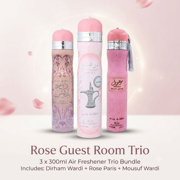 Rose Guest Room Trio – 3 x 300ml Arabian Air Freshener Bundle