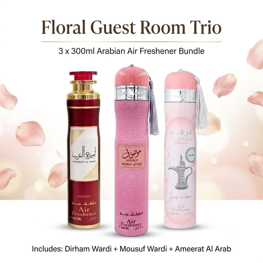 Floral Guest Room Trio – 3 x 300ml Arabian Air Freshener Bundle