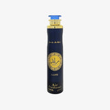 A tall cylindrical air freshener bottle with a dark navy blue body, gold accents, and a blue cap, shown on a plain light gray background. Ra’ed Luxe Air Freshener 300ml by Lattafa