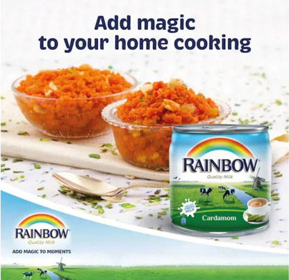 Rainbow Evaporated Milk Cardamom Flavour 170g x 4 (Pack of 6) – Total 24 Cans - Home Furniture & DIY:Cookware Dining &