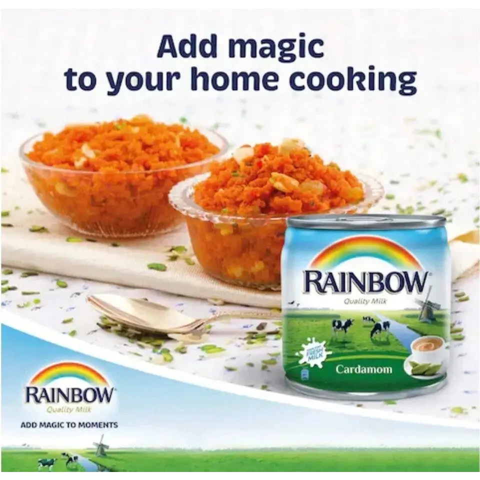 Rainbow Evaporated Milk Cardamom Flavour 170g x 4 (Pack of 6) – Total 24 Cans - Home Furniture & DIY:Cookware Dining &