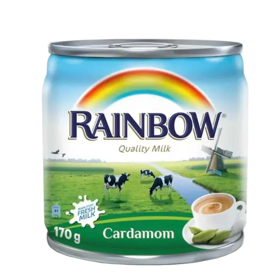 Rainbow Evaporated Milk Cardamom Flavour 170g x 4 (Pack of 6) – Total 24 Cans - Home Furniture & DIY:Cookware Dining &
