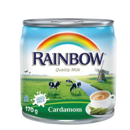 Rainbow Evaporated Milk Cardamom Flavour 170g x 4 (Pack of 6) – Total 24 Cans - Home Furniture & DIY:Cookware Dining &