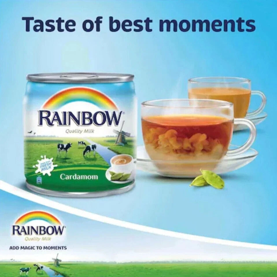 Rainbow Evaporated Milk Cardamom Flavour 170g x 4 (Pack of 6) – Total 24 Cans - Home Furniture & DIY:Cookware Dining &