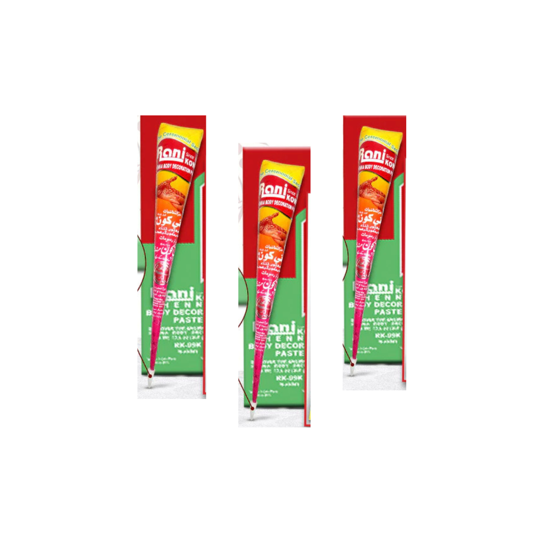 Rani Kone Nail Henna Paste – Extra Dark Reddish 72g / 30g – Natural Mehndi Cone - Henna Reddish (3pieces)(90g) - Health