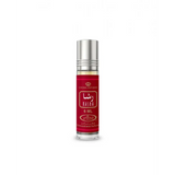 Red-labeled rasha roll-on concentrated perfume oil bottle with silver cap clear glass body 6 ml by al rehab