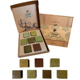Set of Mubarek soap bars in a decorative box on a white background
