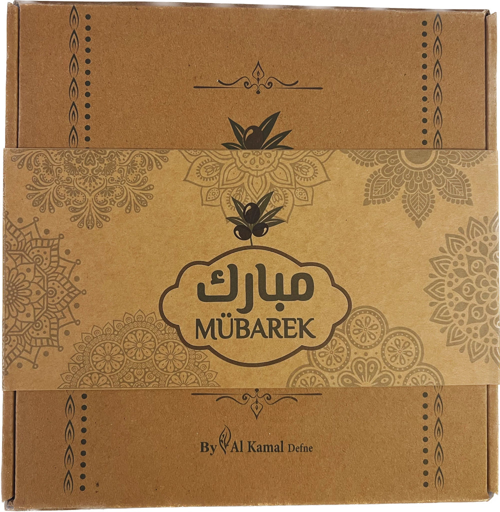 Brown decorative box with intricate patterns and 'Möbärek' branding.
