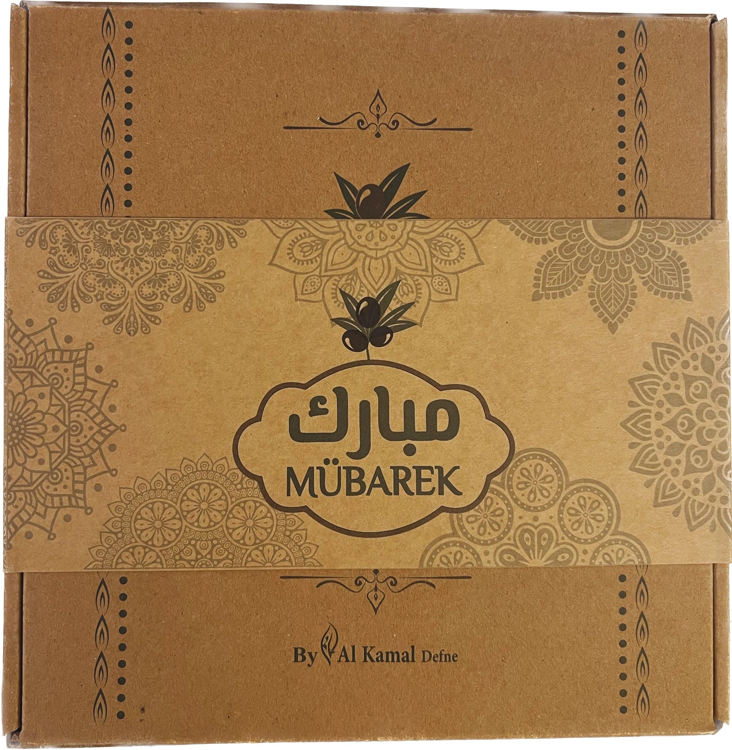 Brown decorative box with intricate patterns and 'Möbärek' branding.