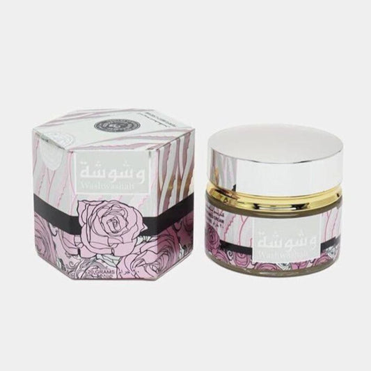 Cosmetic jar and packaging with floral design on a light gray background