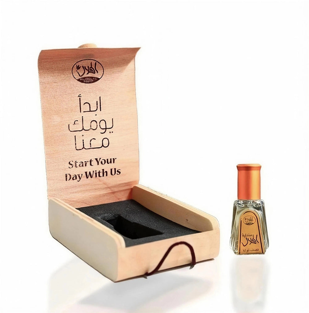 Sandaliya Al-Helal – Luxury Sandalwood Attar 6ml – Wooden Gift Box – Half Tola