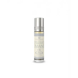 Silver-topped roll-on concentrated perfume oil secret man by crown perfumes in 6 ml clear glass bottle with gray label