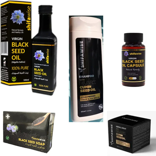 Shifawise Black Seed Range – Capsules 100ml Oil Herbal Shampoo with Black Cumi - Health & Beauty:Natural & Alternative