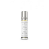 A sleek silver roll-on concentrated perfume oil bottle by crown perfumes with 6 ml light yellow perfume oil inside