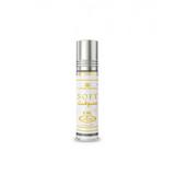 A sleek silver roll-on concentrated perfume oil bottle soft cpo 6ml by crown perfumes with gold text on white label