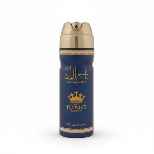 Taj Al Malik Body Spray 200ml by Ard Al Zaafaran. Oriental spicy & woody fragrance with oud. Long-lasting freshness for a royal touch.