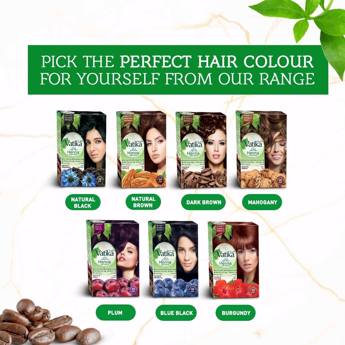 Vatika Henna Hair Colour Powder 60g (6x 10g)– Blackseed or Coffee – Ammonia Free - Health & Beauty:Hair Care &