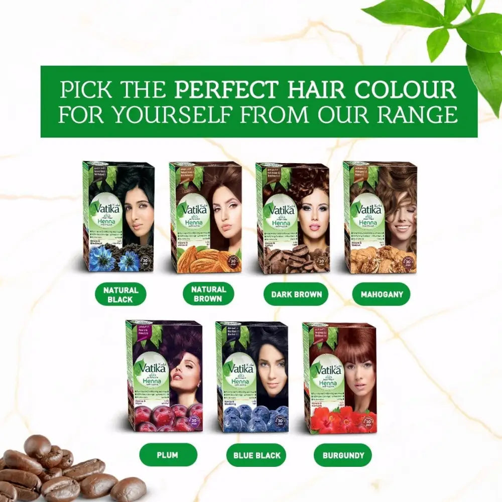 Vatika Henna Hair Colour Powder 60g (6x 10g)– Blackseed or Coffee – Ammonia Free - Health & Beauty:Hair Care &
