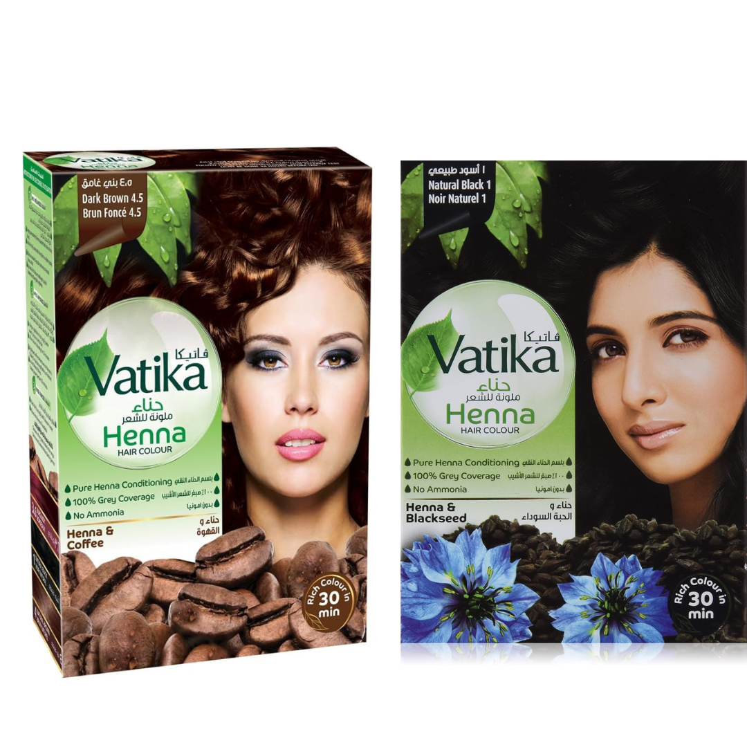 Vatika Henna Hair Colour Powder 60g (6x 10g)– Blackseed or Coffee – Ammonia Free - Health & Beauty:Hair Care &