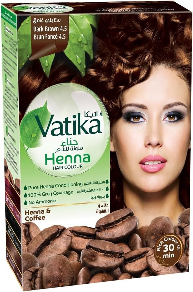 Vatika Henna Hair Colour Powder 60g (6x 10g)– Blackseed or Coffee – Ammonia Free - Vatika Henna Hair Colour Powder 60g