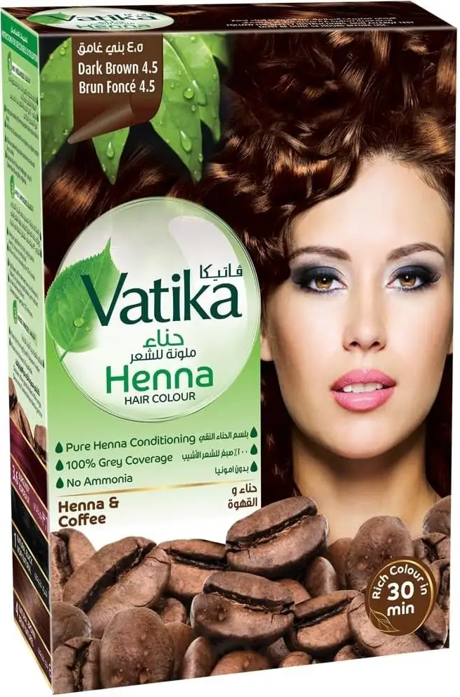 Vatika Henna Hair Colour Powder 60g (6x 10g)– Blackseed or Coffee – Ammonia Free - Vatika Henna Hair Colour Powder 60g