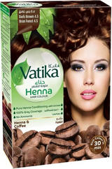 Vatika Henna Hair Colour Powder 60g (6x 10g)– Blackseed or Coffee – Ammonia Free - Vatika Henna Hair Colour Powder 60g