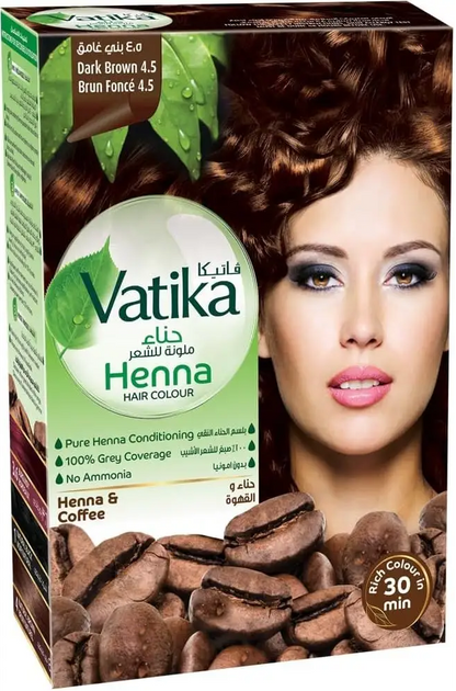 Vatika Henna Hair Colour Powder 60g (6x 10g)– Blackseed or Coffee – Ammonia Free - Vatika Henna Hair Colour Powder 60g