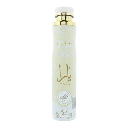 Sleek light green Yara Moi air freshener 300ml can with gold lettering