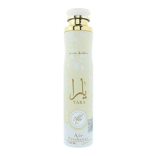 Sleek light green Yara Moi air freshener 300ml can with gold lettering