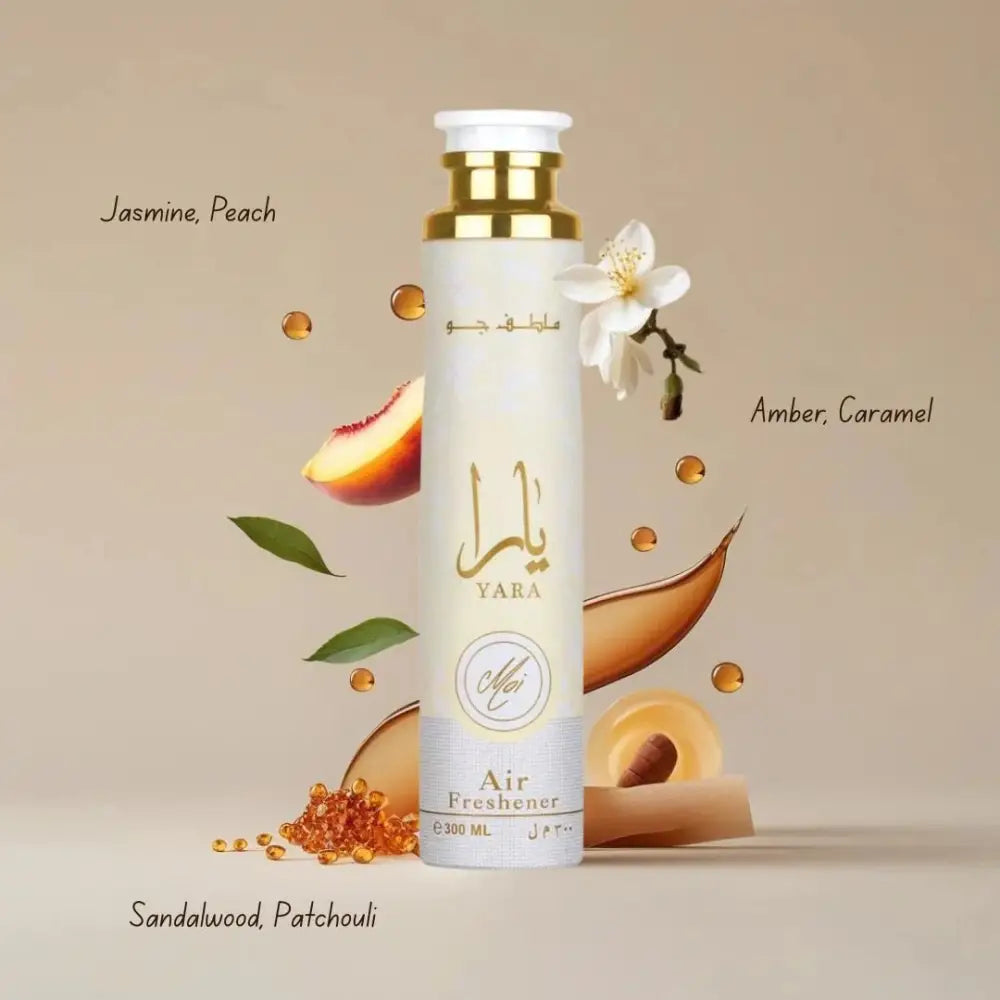 Yara Moi Air Freshener 300ml with sleek white cylinder and gold cap