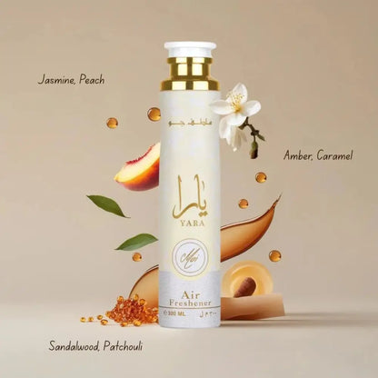 Yara Moi Air Freshener 300ml with sleek white cylinder and gold cap
