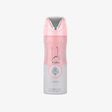 Pink and gray spray bottle with 'Yara' branding on a white background